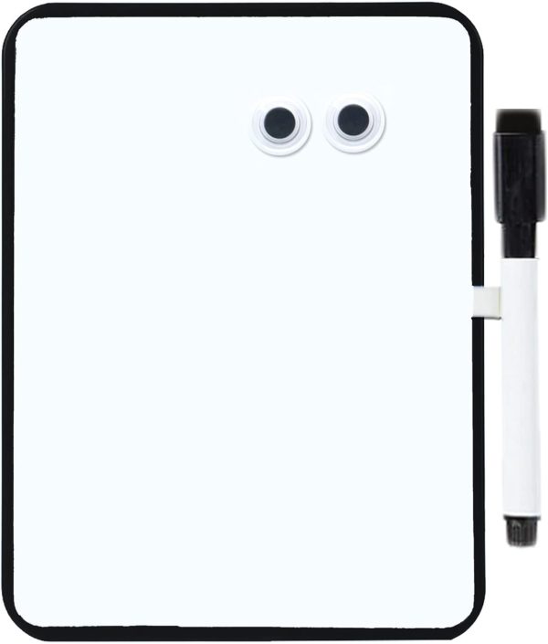 Magnetic Dry Erase Board for School Locker, 6" x 8", Black Framed with Marker and 2 Magnets - Small Whiteboard for Classroom, Home, Office, Travel