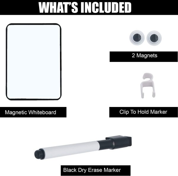Magnetic Dry Erase Board for School Locker, 6" x 8", Black Framed with Marker and 2 Magnets - Small Whiteboard for Classroom, Home, Office, Travel - Image 2