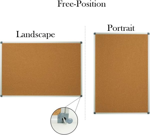 Cork Board Bulletin Board, Double Sided Corkboard 36" x 24", Wall-Mounted Aluminum Framed Message Presentation Notice Board 3 x 2 - Image 2