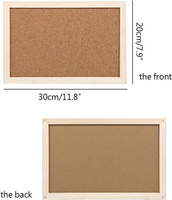 Cork Board 7.9" x 11.8" Wooden Framed Bulletion Board Decorative Hanging Message Board for Home School Office - Image 2