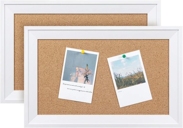 Cork Board Bulletin Board 11 x 17 inch with White Frame Rectangle Decorative Hanging Pin Board Perfect Decor for Office & Home,Message Board or Vision Board - 2pcs