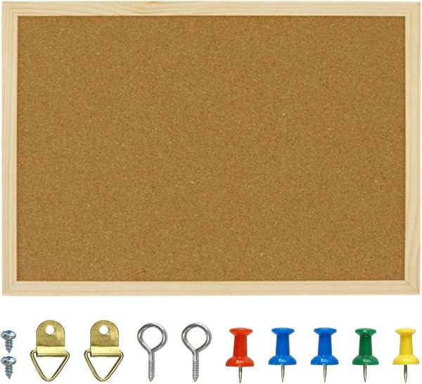 17.7 X 13.3 Inch Cork Board Bulletin Board, Wall-Mounted Presentation, Message Notice Pin Board, Perfect for Office & Home Decor, School, Cubicle