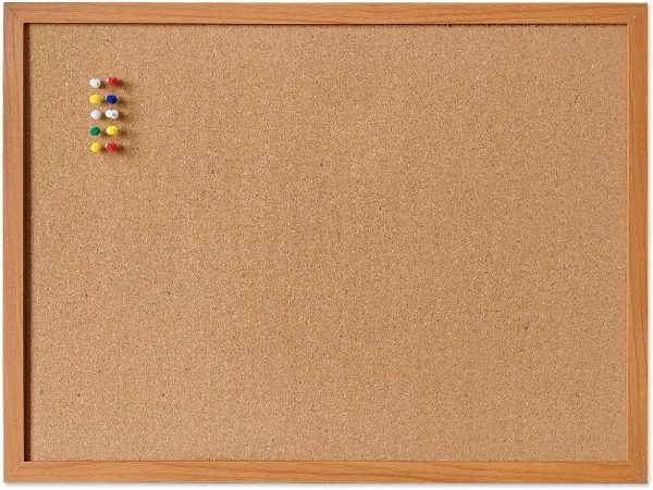 Cork Bulletin Board for Wall - 24” x 18” Bulletin Board Cork Board Wall Mounted Wood Frame Message Board pin Board for School,Office and Home