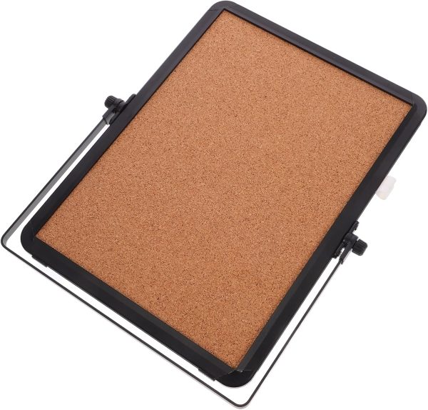 Desktop Cork Board Bulletin Board: 23x31cm Tabletop Message Boards Decorative Display Cork Board with Aluminum Frame Stand for Home Office School Memo Notice Board